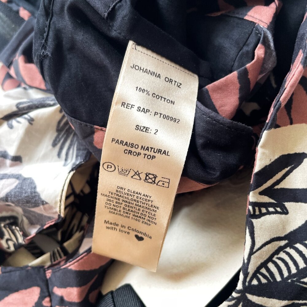 Johanna Ortiz Paraiso Natural Tropical Print Crop Top Size 2 NEW NWT - Picture 7 of 12
